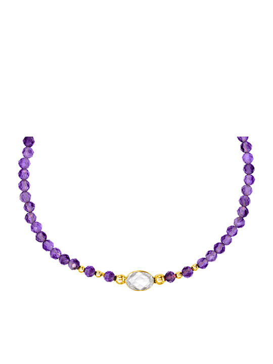 14K Gold Bracelet with Amethyst Crystal Elements F124146vcr 14K Gold Bracelet with Amethyst Crystal Elements F124146vcr