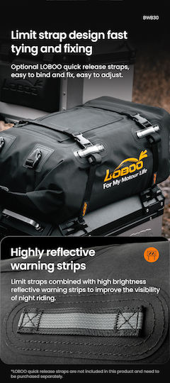 Loboo Waterproof Motorcycle Tail Bag 30lt Black
