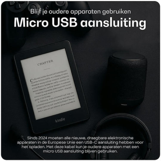 Buddi Flex Tip-C în MicroUSB Negru 2m