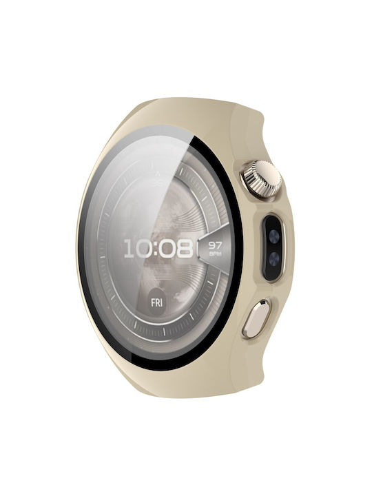 Пластмасов Калъф със Стъкло в Бежов цвят за Huawei Watch 5 - 46 мм