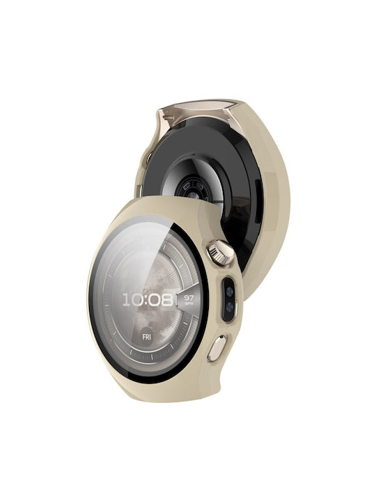 Πλαστική Θήκη με Τζαμάκι σε Μπεζ χρώμα για Huawei Watch 5 - 42mm