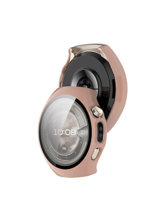 Πλαστική Θήκη με Τζαμάκι σε Ροζ χρώμα για Huawei Watch 5 - 42mm