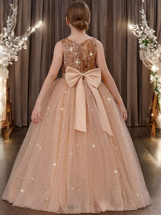 Children's Dress Sleeveless with Sequins Gold
