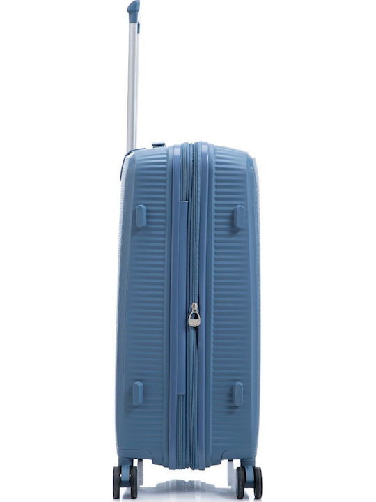 RCM Medium Hard Blue Travel Suitcase with 4 Wheels Height 66cm