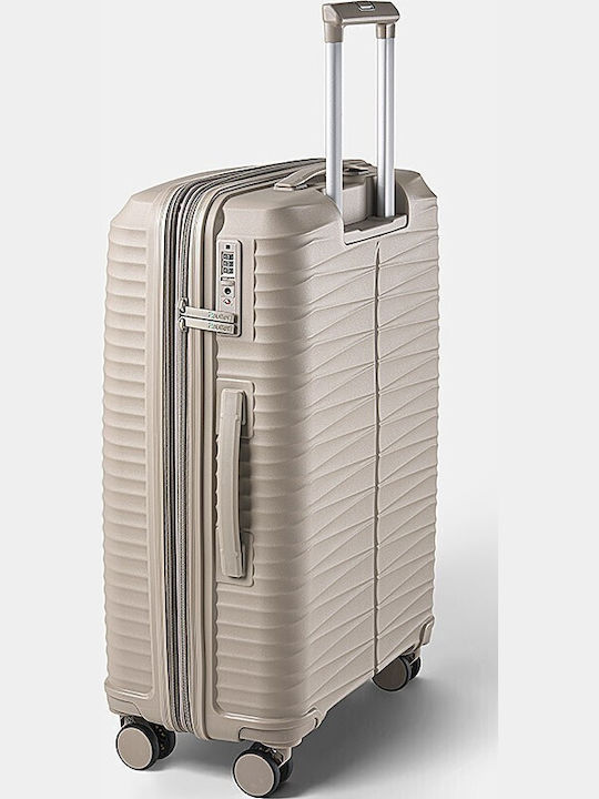 Paulter Medium Hard Beige Suitcase with 4 Wheels