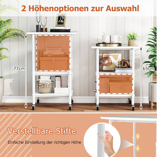 Costway Kitchen Trolley Metallic White