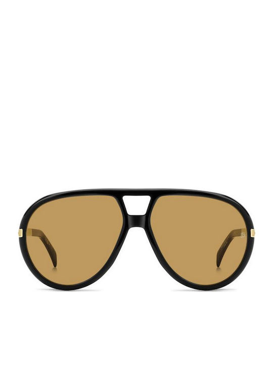 David Beckham Men's Sunglasses with Brown Tartaruga Frame and Brown Lens