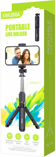 Kakusiga Selfie Stick Trepied pentru Telefon Mobil cu Bluetooth Negru