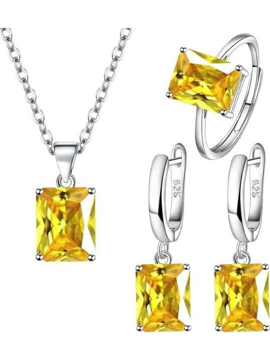 By Queen Jewelry Set S925 Rectangular Citrine