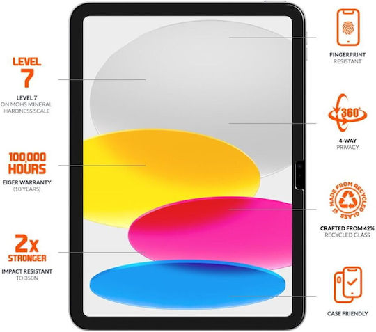 Eiger Mountain Glass Протектор За Екран От Закалено Стъкло С Поверителност Grs iPad 10.9 Инча 10-то Поколение iPad 11 11-то Поколение Черен