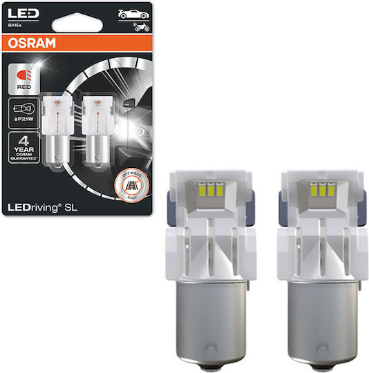 Osram Lamps Car P21W LED Red 12V 1.4W 2pcs