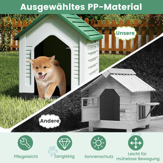 Costway Hundehaus Kunststoff Außenbereich Grün