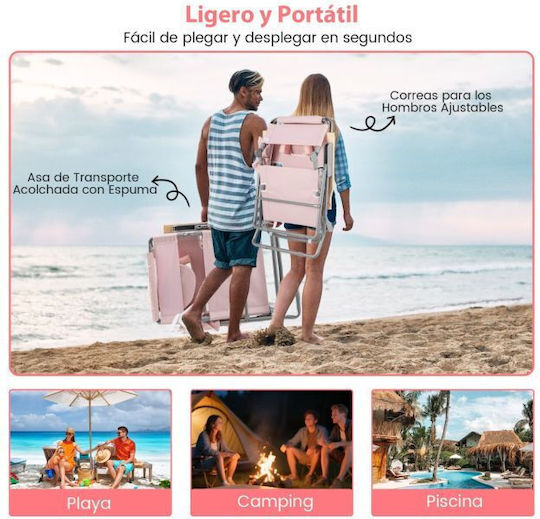 Costway Stuhl Strand Rosa