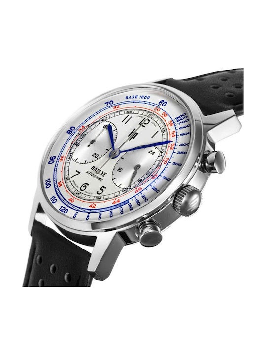 Lip Watches Rallye Meca Men's Watch Chronograph Battery with Black Leather Strap