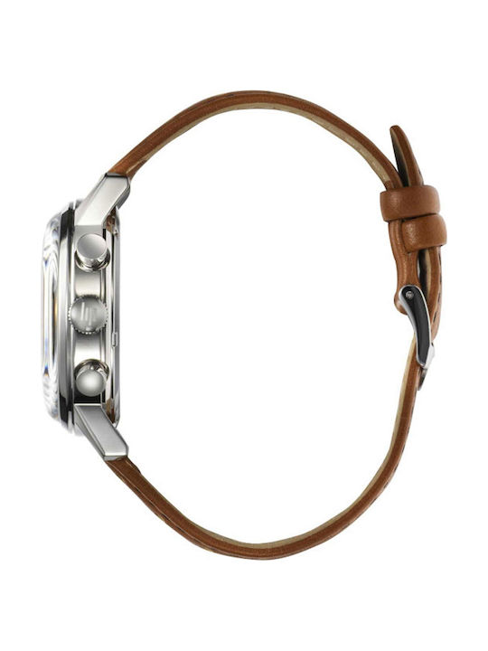 Lip Watches Rallye Meca Мъжки Часовник 40mm Хронограф На Батерия С Кафява Кожена Каишка