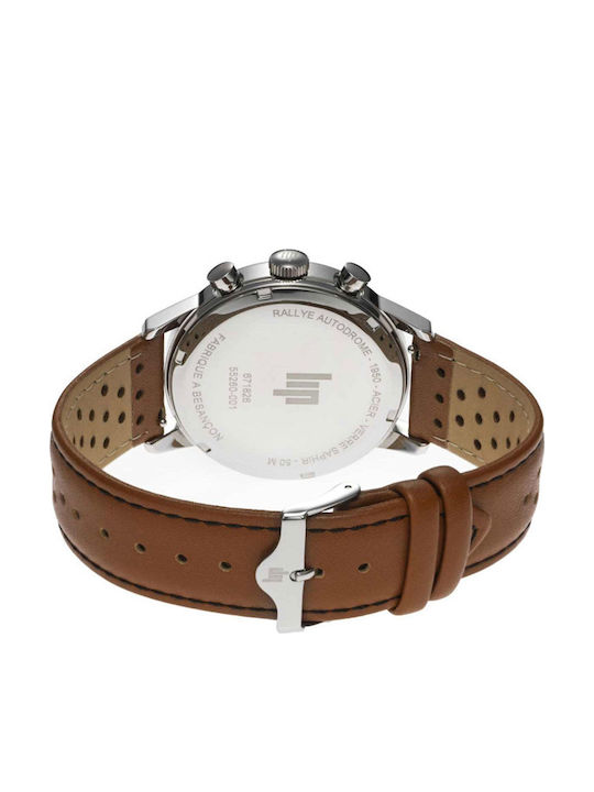 Lip Watches Rallye Meca Мъжки Часовник 40mm Хронограф На Батерия С Кафява Кожена Каишка
