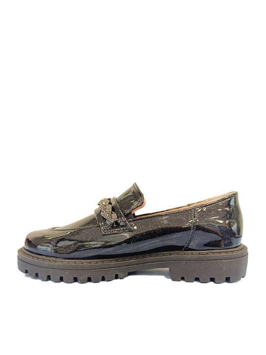 Girls Anatomic Patent Leather Moccasins Black