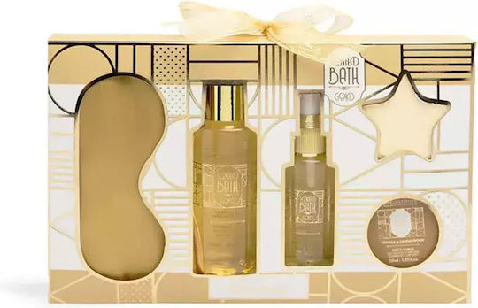IDC Institute Scented Bath Vanilla & Sandalwood Skin Care Set for Body Cleaning 4pcs