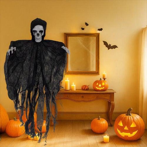 Halloween Skeleton Decoration Zola Hanging 70 X 60 Cm Black