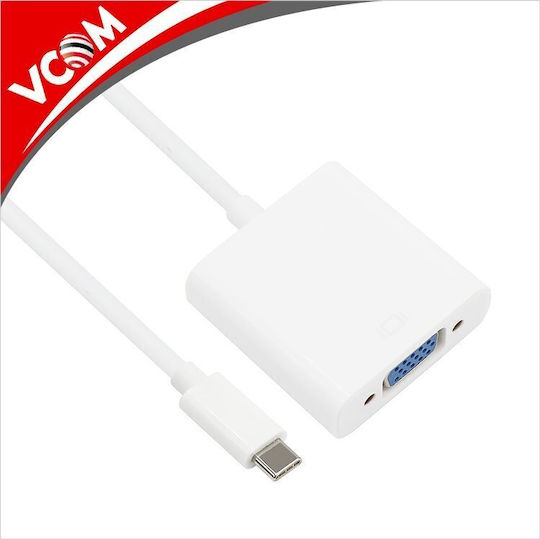 Cablu Vcom Cu421 USB Type-C M la VGA F 0.15m Alb