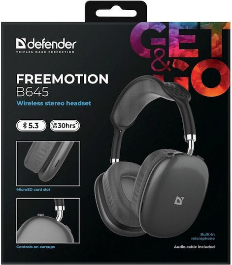 Defender Freemotion B645 Ασύρματα / Ενσύρματα On Ear Ακουστικά με 30 ώρες Λειτουργίας Μαύρα