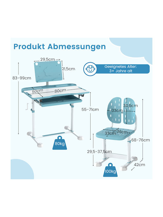 Kinderschreibtisch aus Melamin Blau
