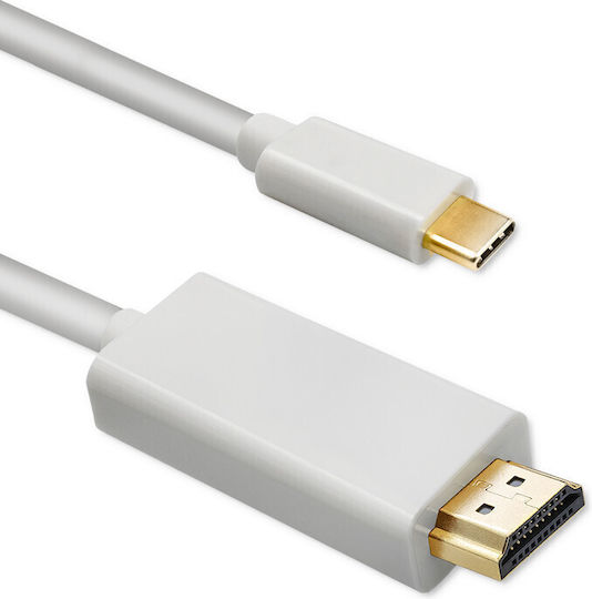 Qoltec HDMI Кабел HDMI Мъжки - USB-C Мъжки 1м Бял