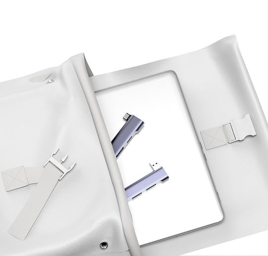 Techsuit Hub 4 Θυρών USB 3.0 με σύνδεση USB-C Γκρι