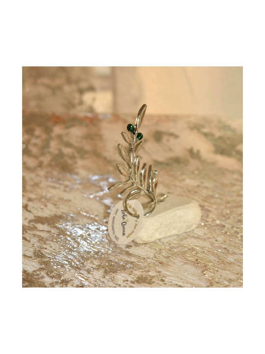 LiebeQueen Handmade Tabletop Lucky Charm Olive Branch Silver made of Stone 1pcs