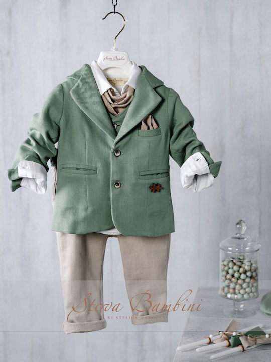 Stova Bambini Baptism Clothes for Boys Turquoise Suit 8 Pieces