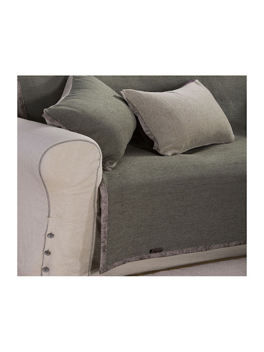 Nef-Nef Homeware New Tanger Armchair Throw 2 Sides 180x180cm Brown Ecru