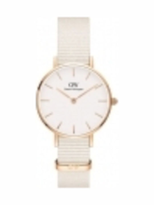 Daniel Wellington Petite Womens Watch 28mm Battery with Fabric Strap Chalk