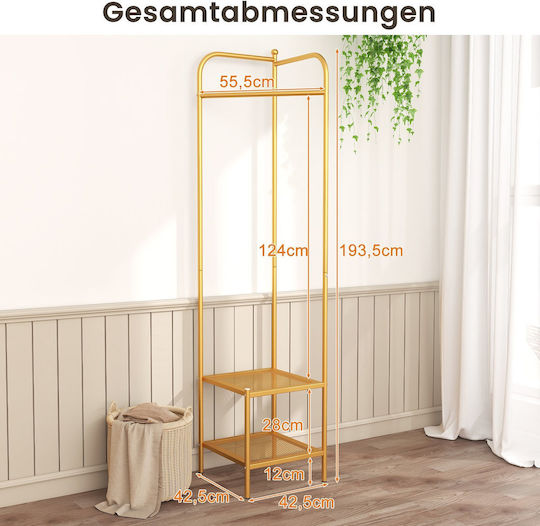 Costway Cuiere de podea Metal Auriu 42.5x42.5x193.5cm