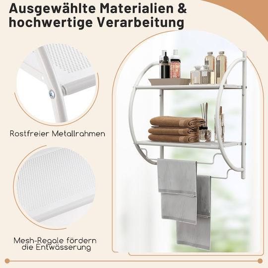 Costway Wall-Mounted Bathroom Rail ​45x25.5cm White