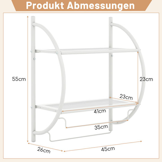 Costway Wall-Mounted Bathroom Rail ​45x25.5cm White
