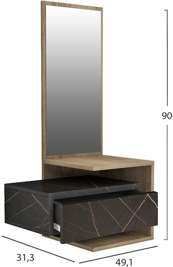Maira Entry Furniture with Mirror Σονόμα-black Marble 49.1x31.3x90cm