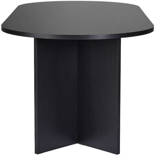 Sabella Oval Wooden Dining Room Table Black Wood 200x90x75cm