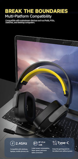 Ajazz AHM09 MAX Über Ohr Gaming-Headset mit Verbindung Bluetooth / USB Weiß