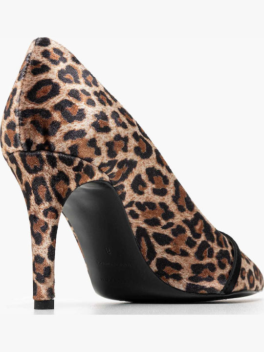Semiramis Δερμάτινες Γόβες Animal Print Καφέ