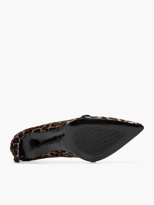 Semiramis Δερμάτινες Γόβες Animal Print Καφέ