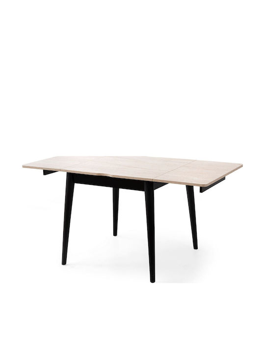 Totem Table Dining Room Extendable Wooden with Plastic Frame Travertine Black 80x80x75cm