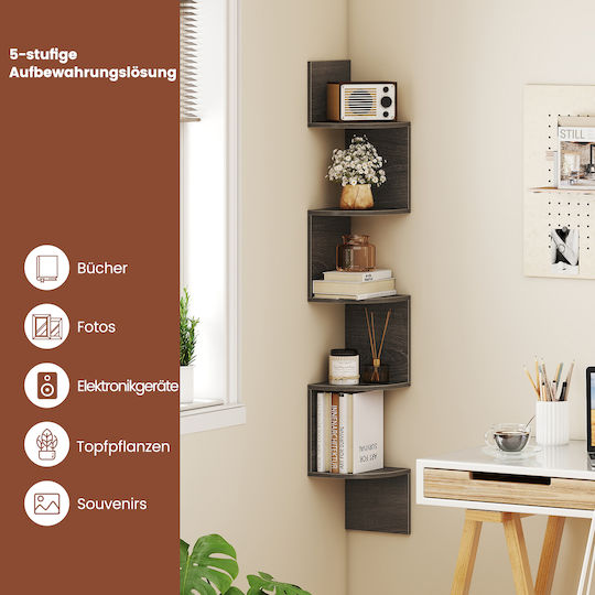 Corner Shelf Wall 20x20x126cm Grey Corner Shelf Wall 20x20x126cm Grey