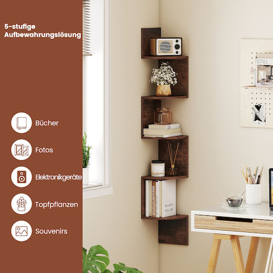 Corner Shelf Wall 20x20x126cm Brown Shade Corner Shelf Wall 20x20x126cm Brown Shade