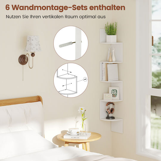 Corner Shelf Wall 20x20x126cm White Corner Shelf Wall 20x20x126cm White