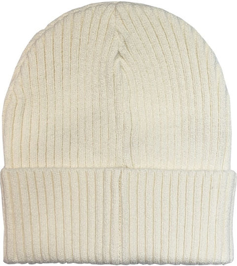 F569 Beanie Γυναικείος Σκούφος Πλεκτός σε Μπεζ χρώμα