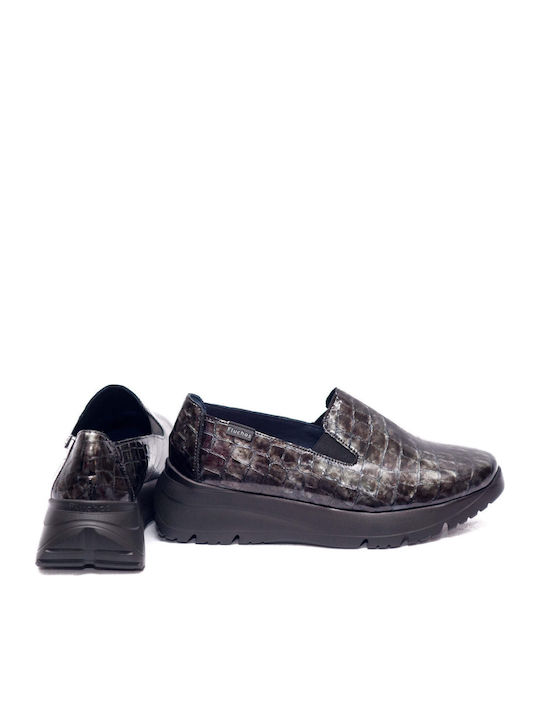 Leather Women's Moccasins in Gray Color