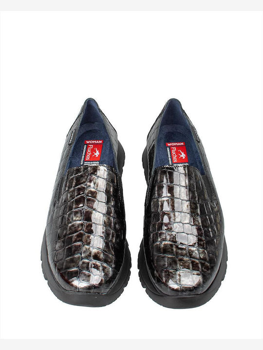 Leather Women's Moccasins in Gray Color