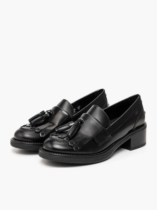 Δερμάτινα Γυναικεία Loafers σε Μαύρο Χρώμα