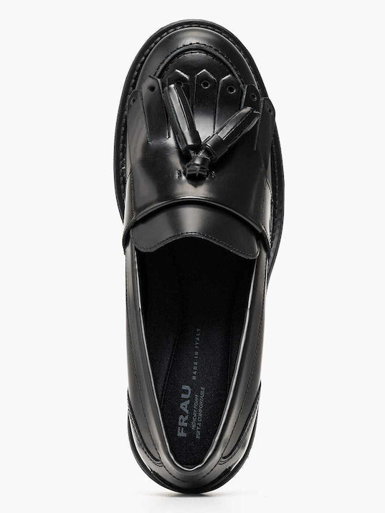 Δερμάτινα Γυναικεία Loafers σε Μαύρο Χρώμα