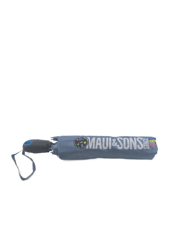 Maui & Sons Αντιανεμική Αυτόματη Ομπρέλα Βροχής Σπαστή Μπλε